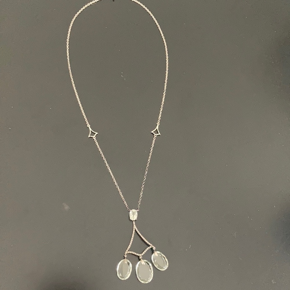 Quartz & Marquessate chandelier pendant, s. silver